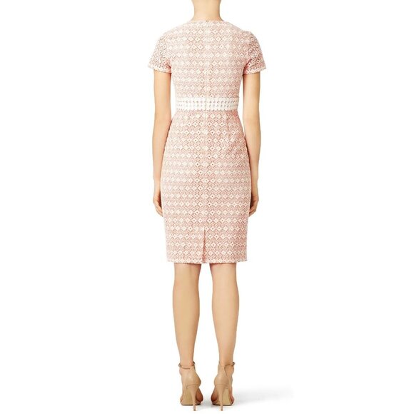 Shoshanna Stacie Coral Pink White Short Sleeve Knee Length Dress Women's Size 6 - Picture 3 of 12